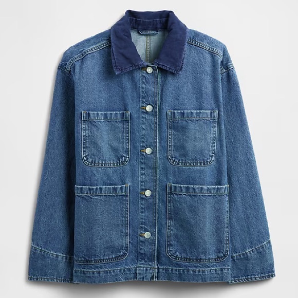 GAP Jackets & Blazers - GAP Blue Denim Jacket with Dark Blue Corduroy Collar